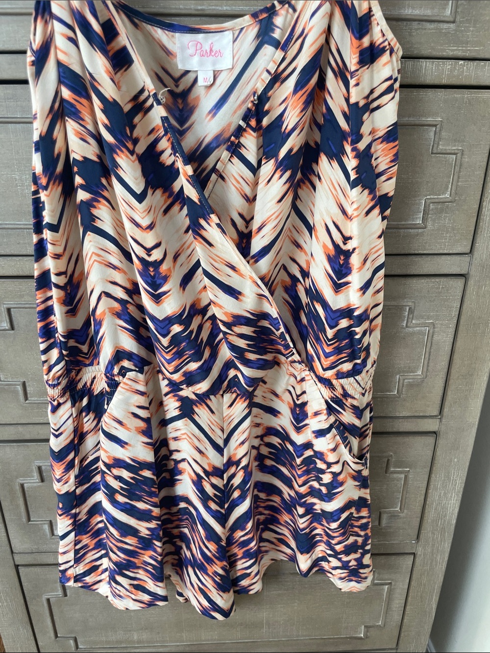Parker Navy and Peach Printed Skirt - Flowy Wrap-Style